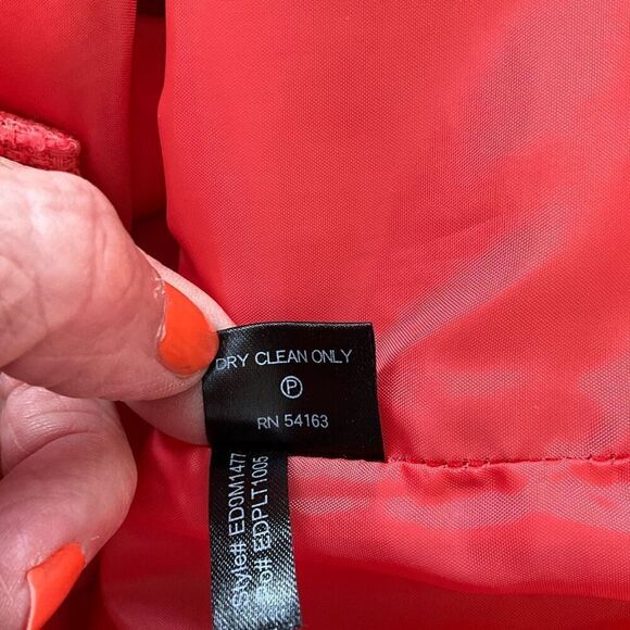 Ellen Tracy Women Size 6 Two Piece Tank Dress & Jacket Red Button Front Textured - Picture 15 of 16